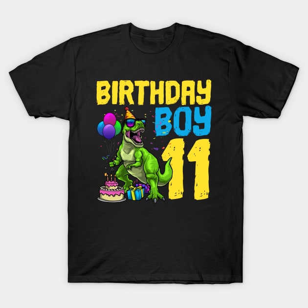 11th Birthday Dinosaur Birthday Boy T-Shirt by KAWAIITEE